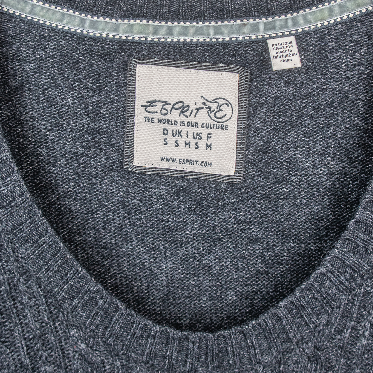 Y2K Esprit Knit Dress - Charcoal Cable Knit - Size S