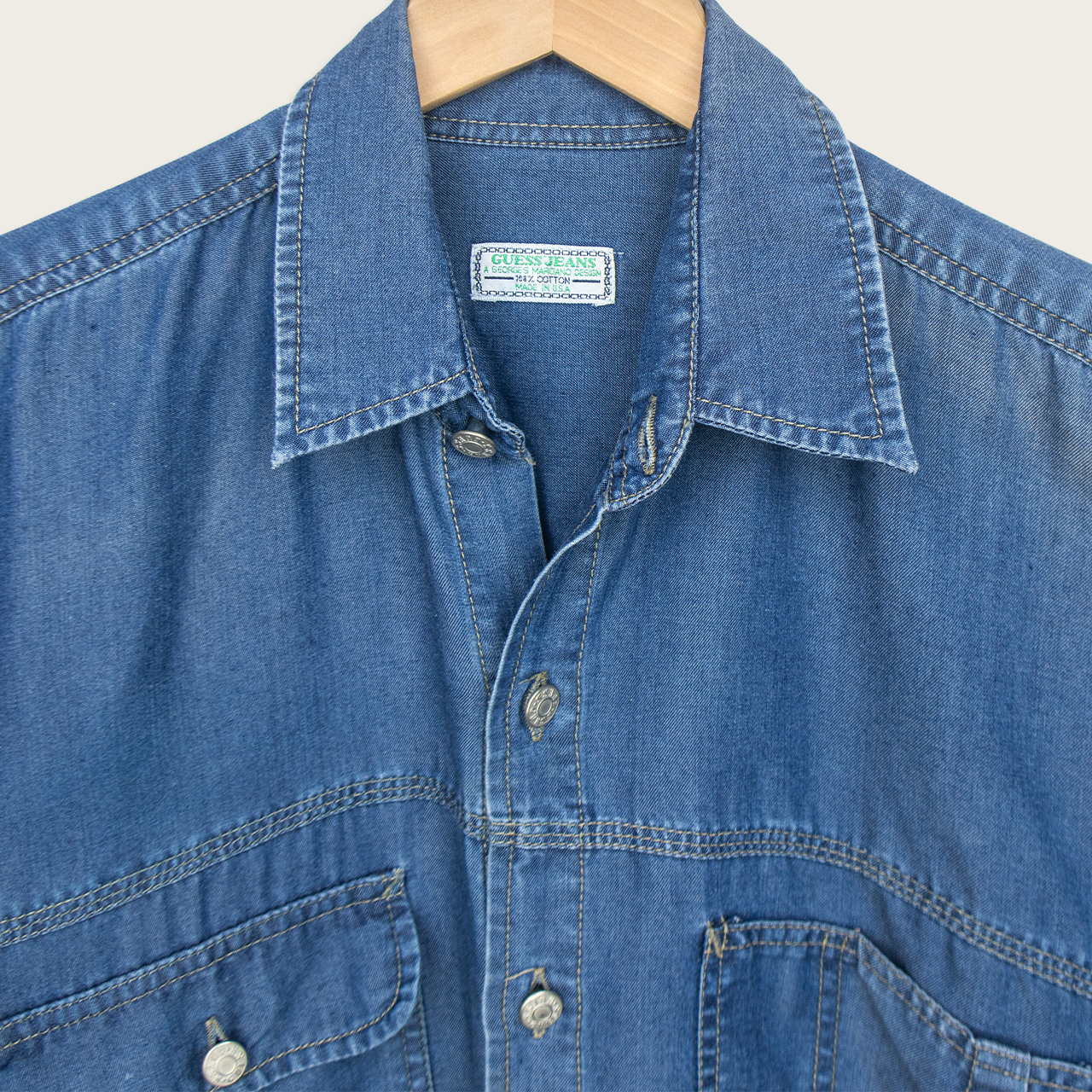 90s GUESS Made in USA Denim Button-Up Shirt - L/XL