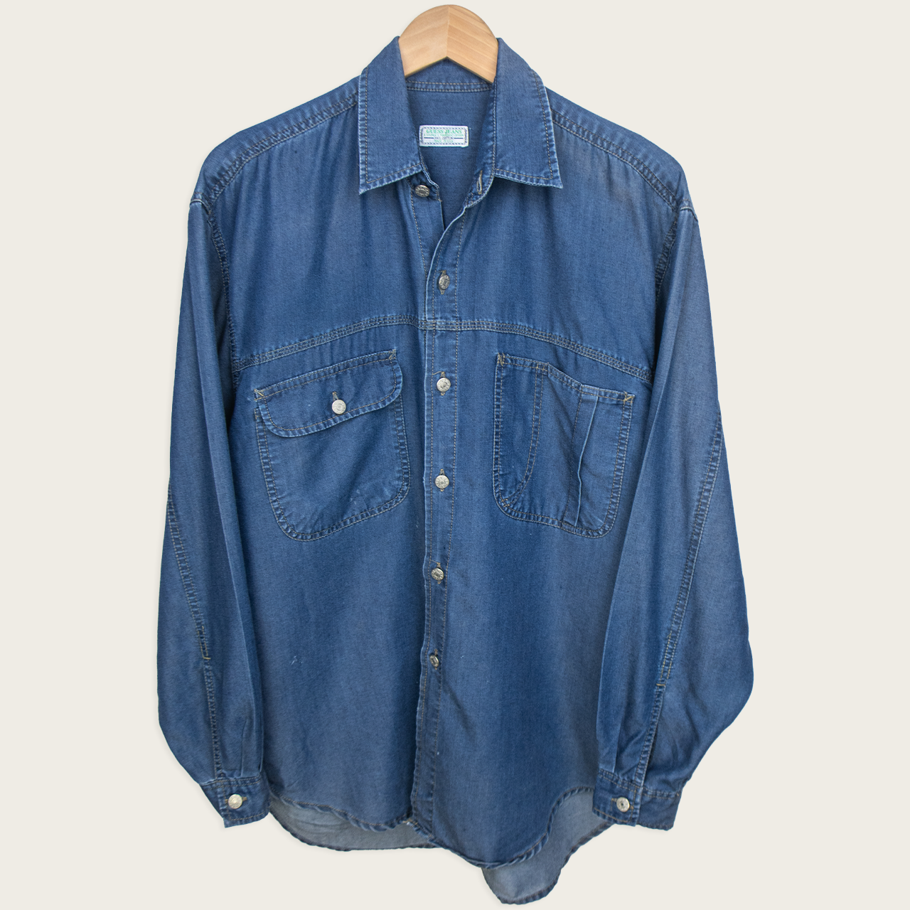 90s GUESS Made in USA Denim Button-Up Shirt - L/XL