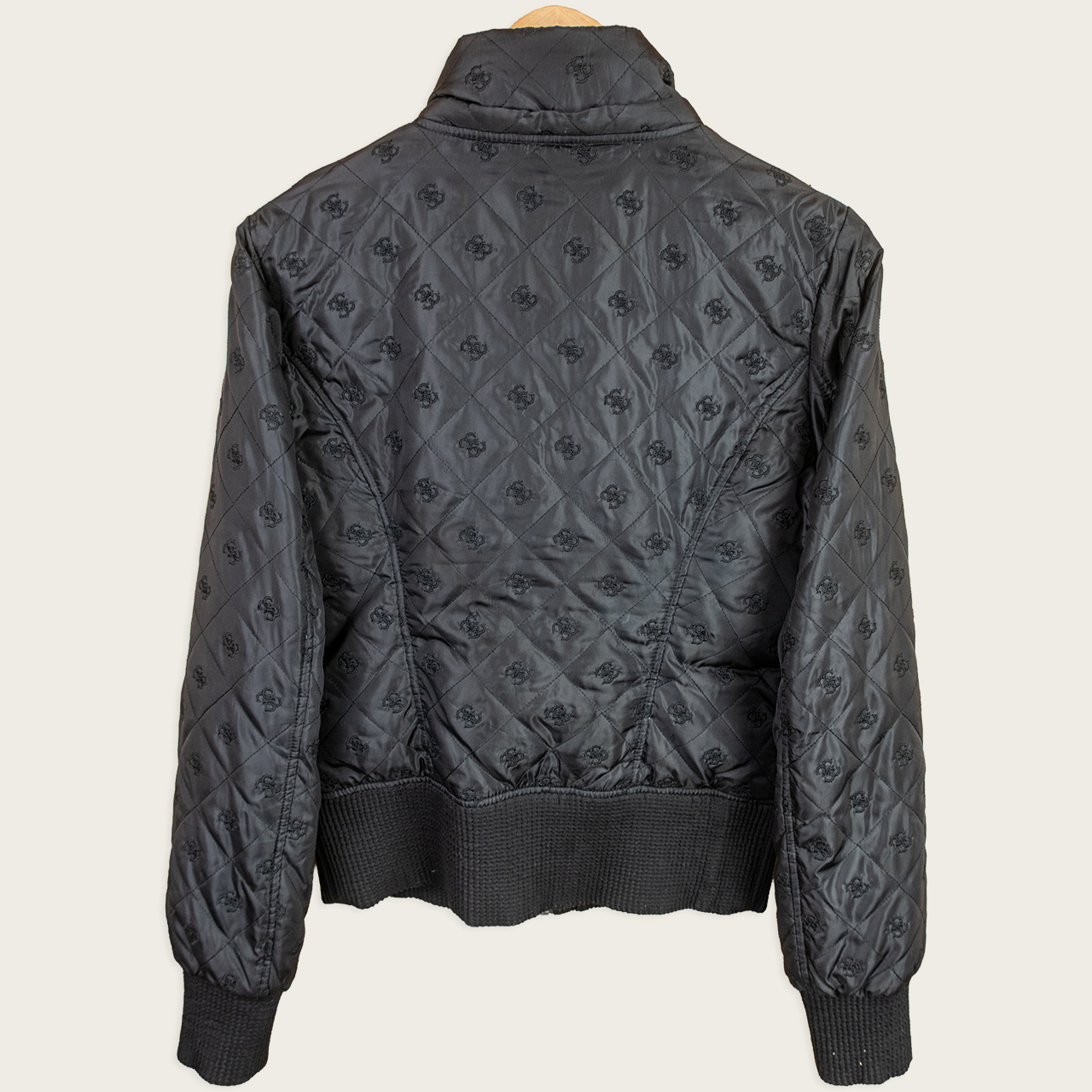 Y2K Guess Jeans Quilted Jacket - Monogram Black - Size M