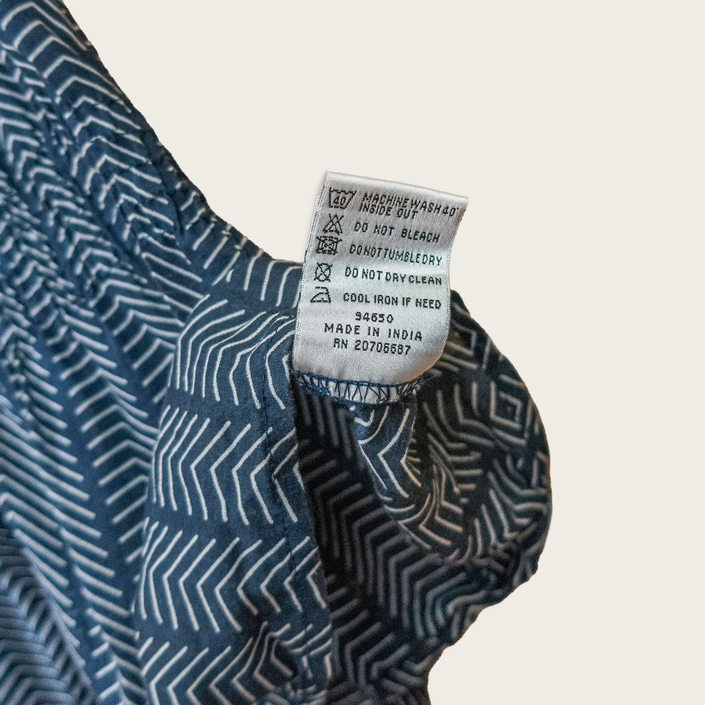 Y2K Guess Jeans Patterned Peplum Top - Navy/White - Size M