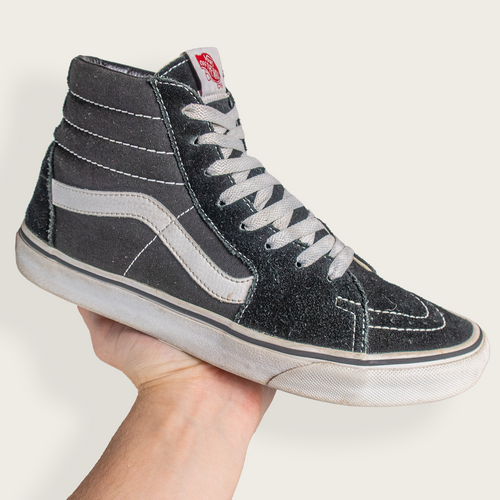 Men's Black/White VANS Sk8-Hi Casual Skate Sneakers - US 9
