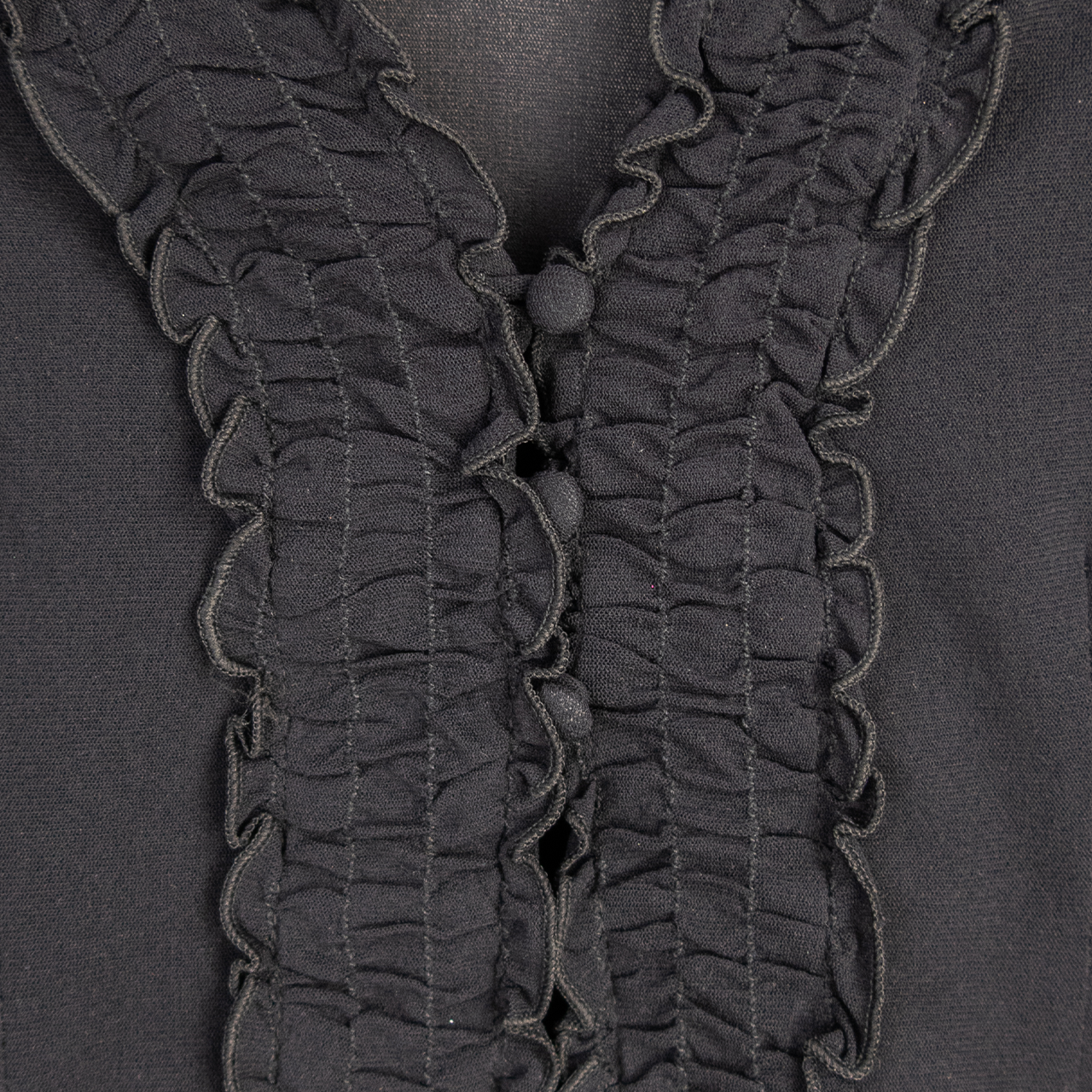 Y2K Jacqui E Sheer Mesh Top - Black Ruffle Trim - Size S