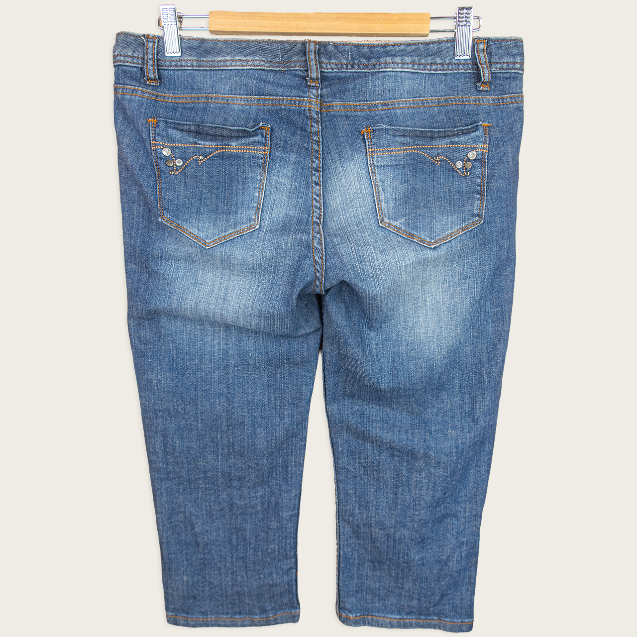 Y2K GNG Jeans Studded Capri Denim Jeans - Blue - Size 12