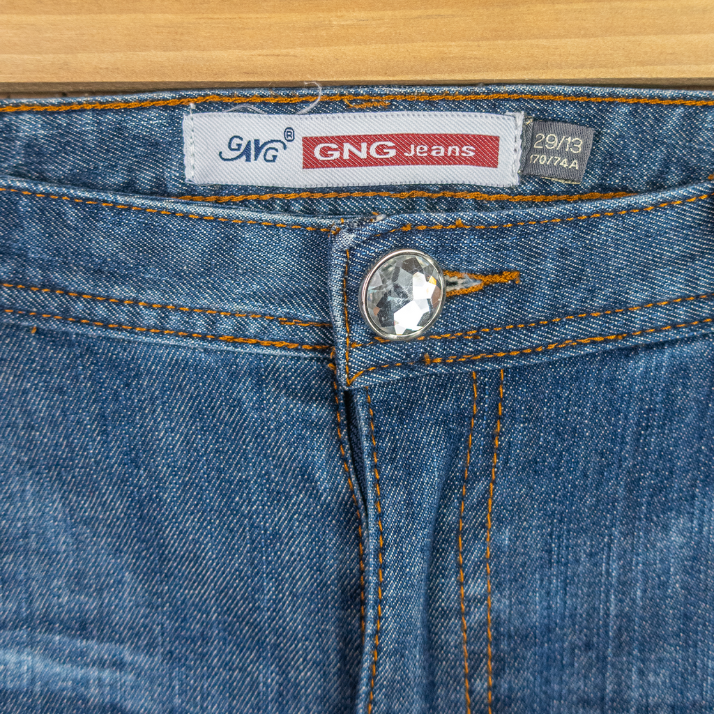 Y2K GNG Jeans Studded Capri Denim Jeans - Blue - Size 12