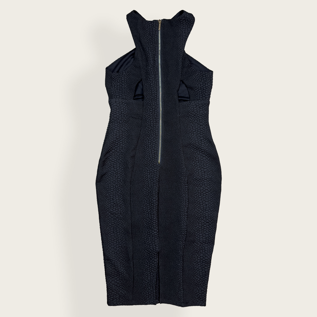 Kardashian Kollection Textured Midi Dress - Black Bodycon - Size 8