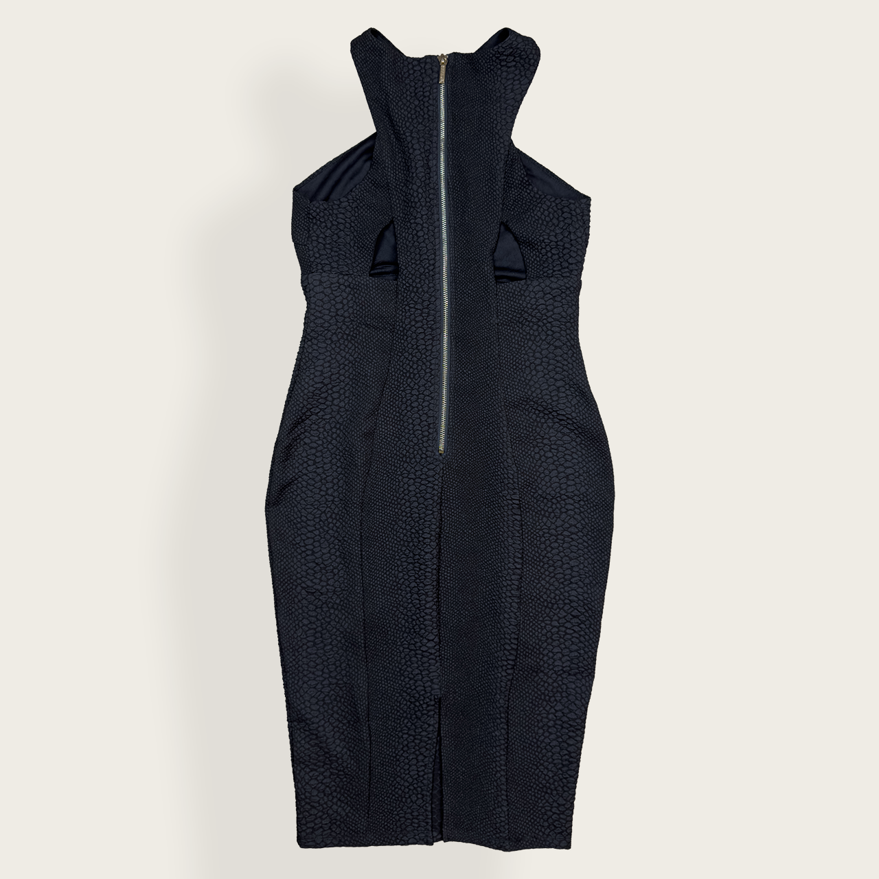 Kardashian Kollection Textured Midi Dress - Black Bodycon - Size 8