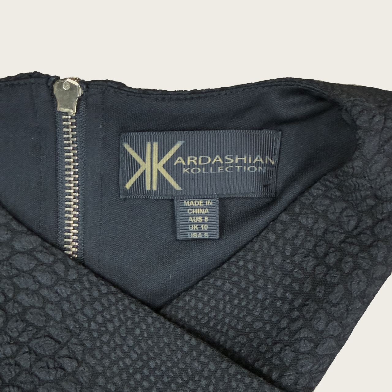 Kardashian Kollection Textured Midi Dress - Black Bodycon - Size 8