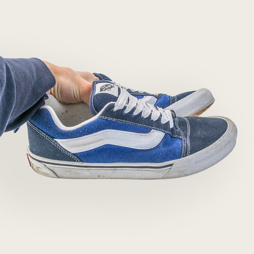 Men's Navy Blue/White VANS KNU SKOOLS Casual Skate Sneakers - US 11