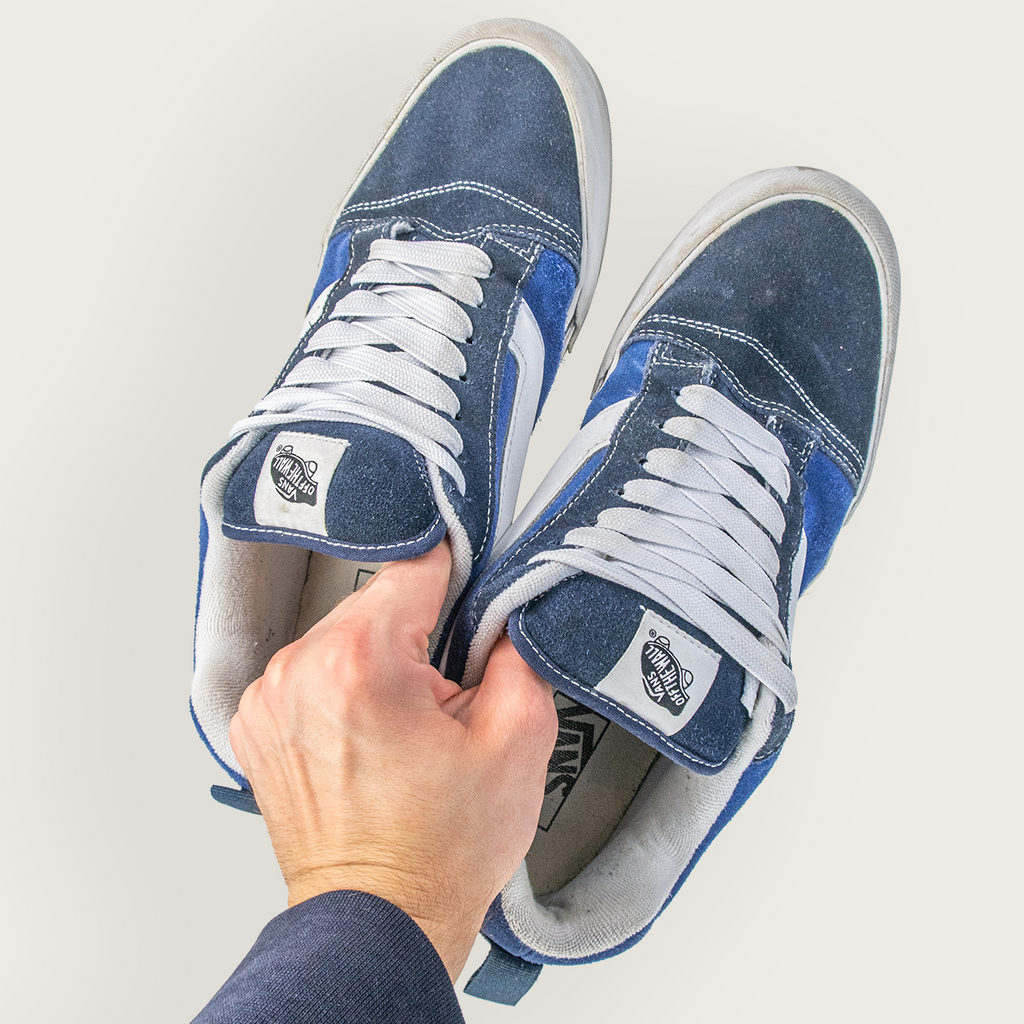 Men's Navy Blue/White VANS KNU SKOOLS Casual Skate Sneakers - US 11