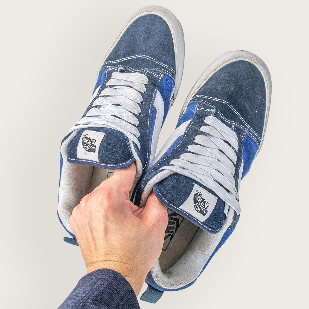 Men's Navy Blue/White VANS KNU SKOOLS Casual Skate Sneakers - US 11