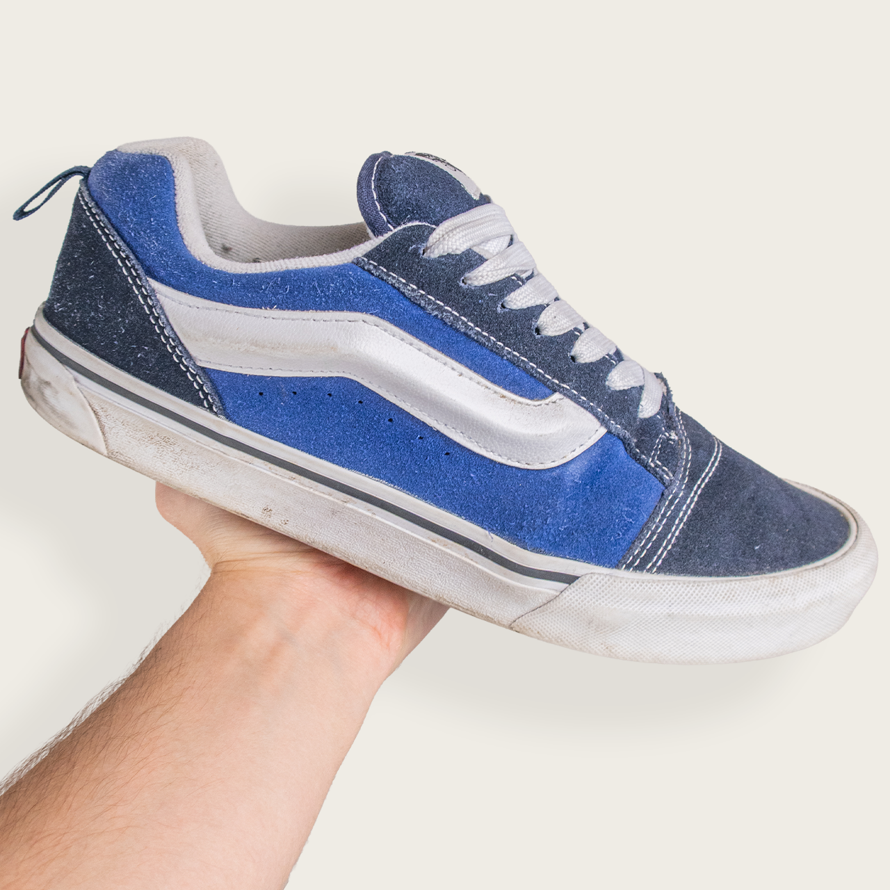 Men's Navy Blue/White VANS KNU SKOOLS Casual Skate Sneakers - US 11