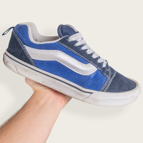 Men's Navy Blue/White VANS KNU SKOOLS Casual Skate Sneakers - US 11