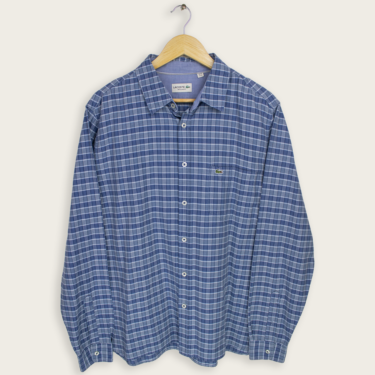 VINTAGE LONG-SLEEVE LACOSTE BUTTON-UP SHIRT - XL