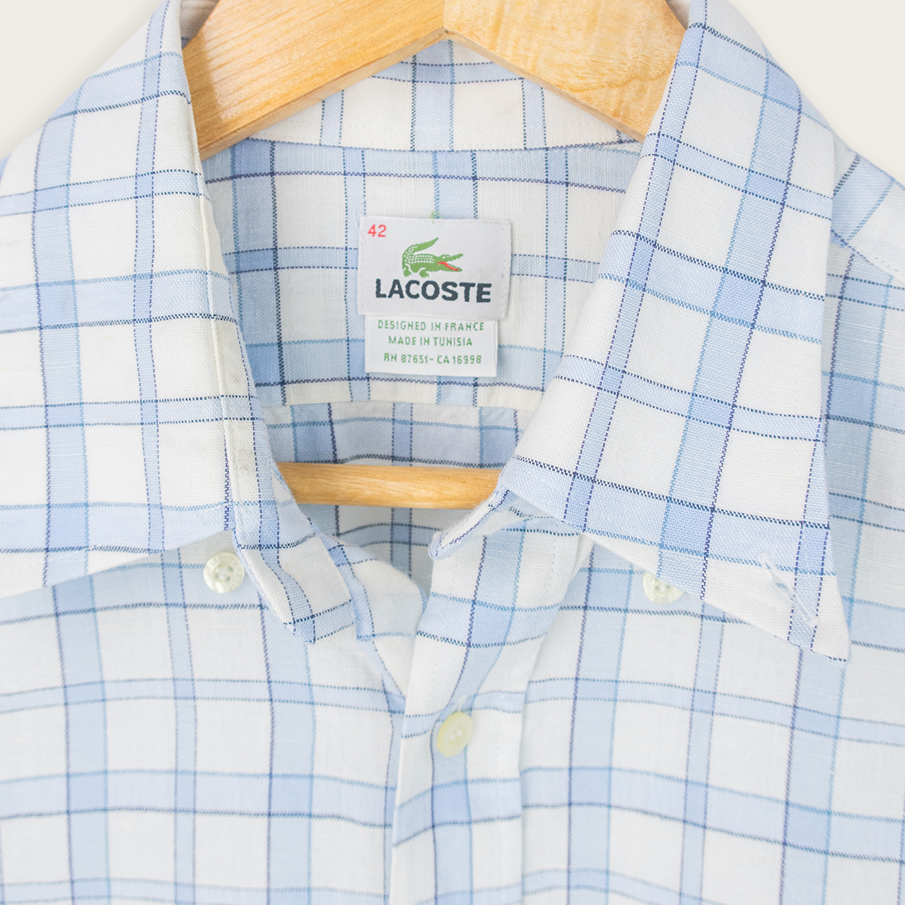 00's LACOSTE BUTTON-UP SHIRT - L