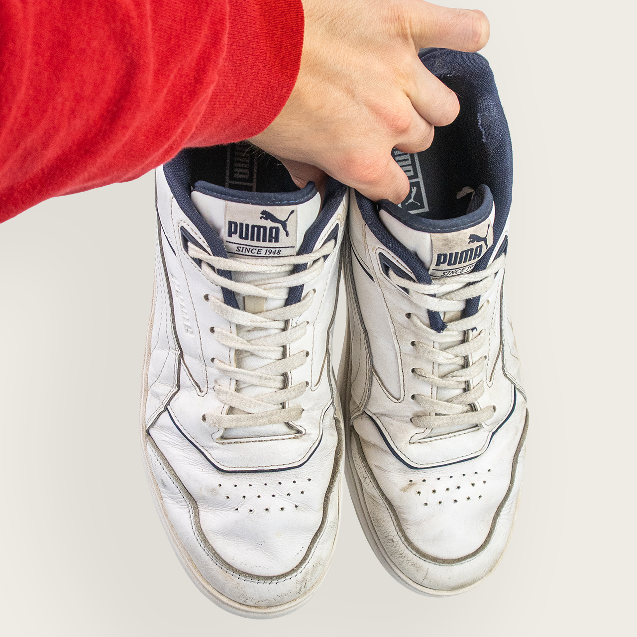 Men's White/Navy PUMA Doublecourt Sneakers - US 11