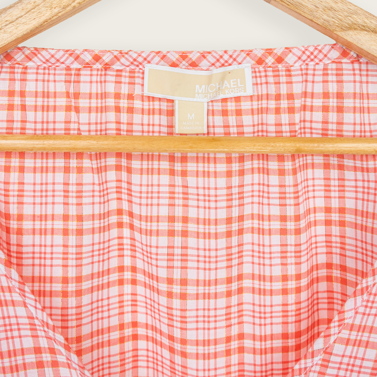 Michael Kors Tie Front Blouse - Red Gingham - Size M