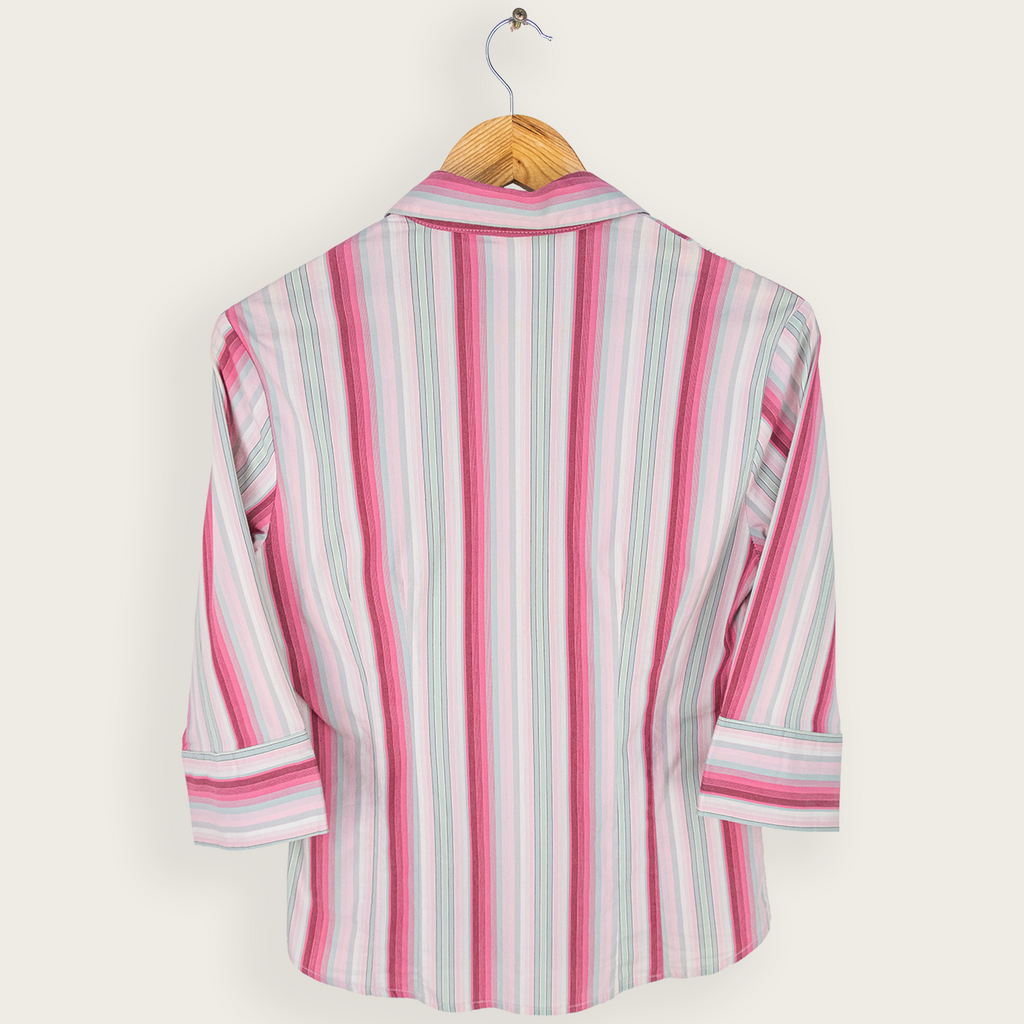Y2K Miller’s Striped Zip Blouse - Pastel Pink - Size 10
