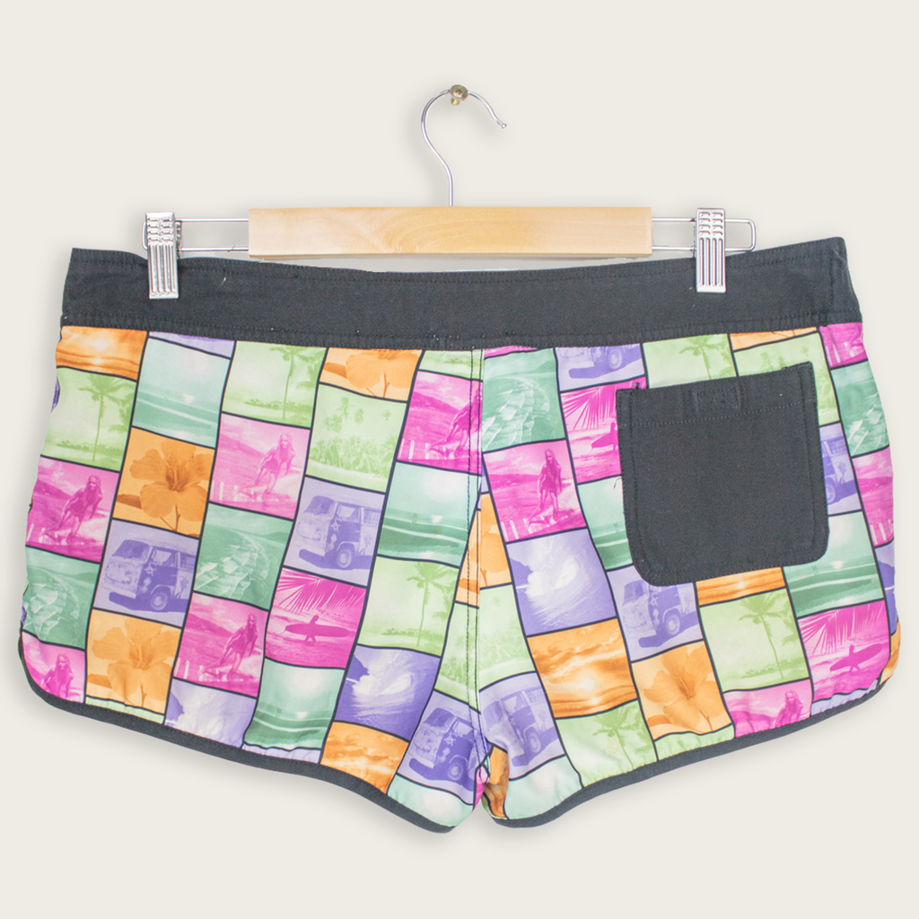 Y2K Rip Curl Board Shorts - Multicolour Surf Print - Size 10