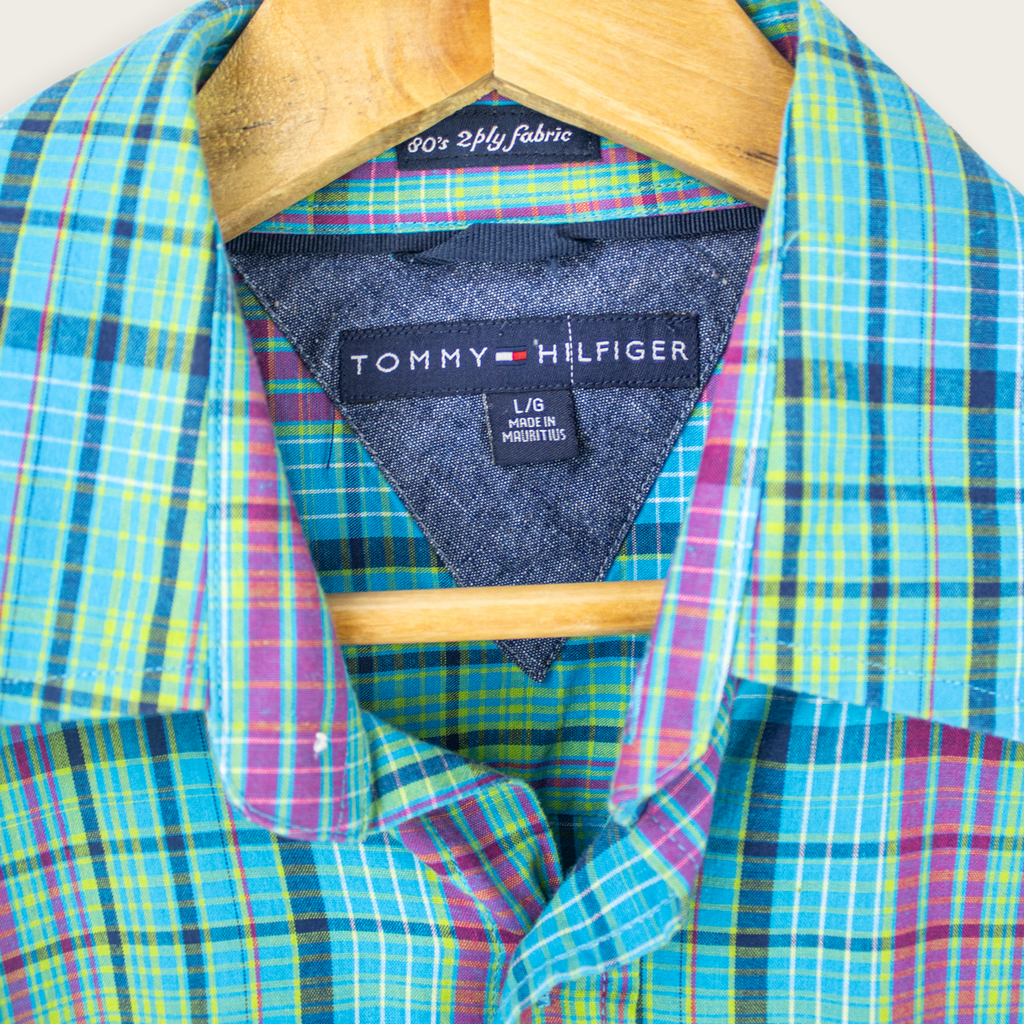 00's TOMMY HILFIGER BUTTON-UP SHIRT - L