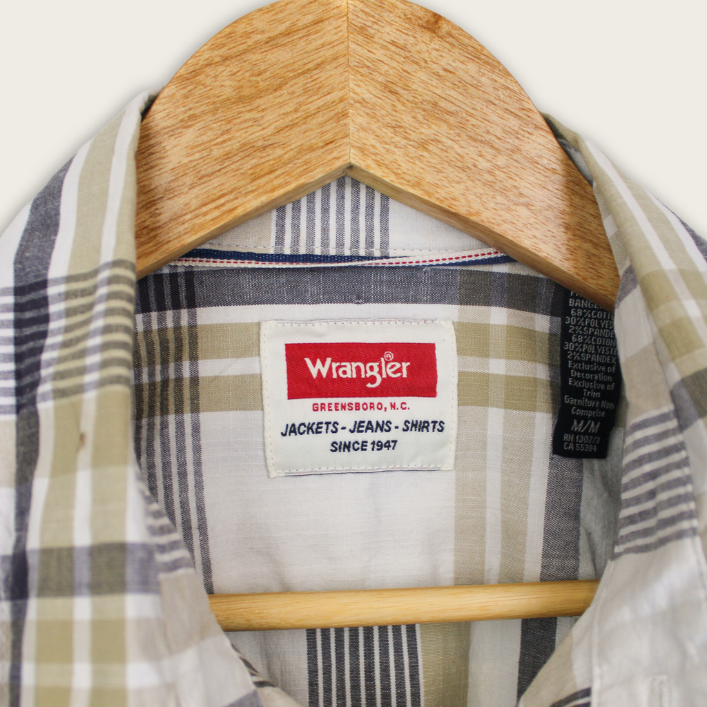 VINTAGE LONG-SLEEVE WRANGLER BUTTON-UP SHIRT - M