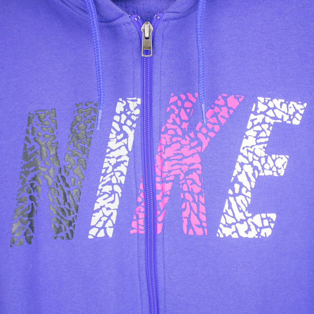 Y2K Nike Hooded Jacket - Purple Spell Out - Size XL