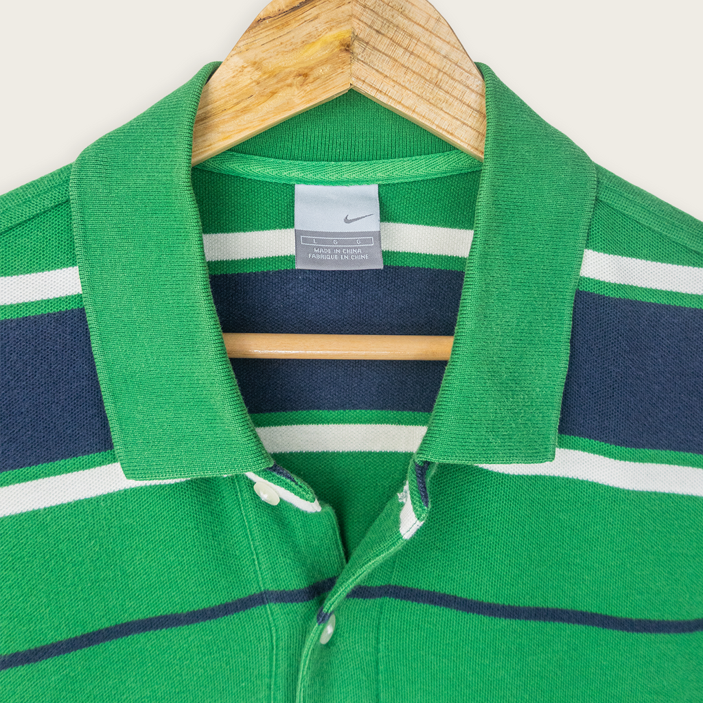 00's NIKE STRIPED POLO SHIRT - L