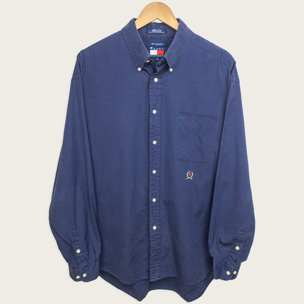 90s Tommy Hilfiger Embroidered Button-Up Shirt - L/XL