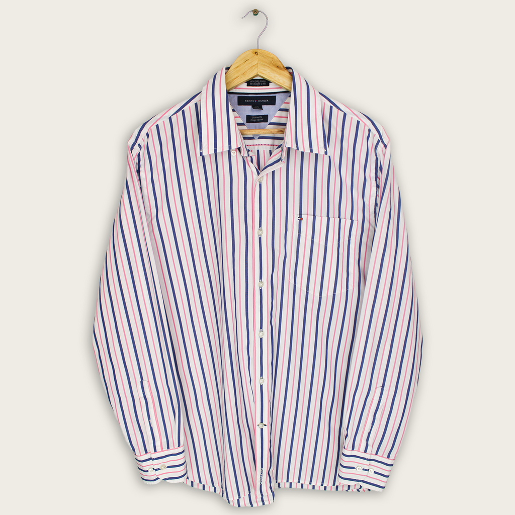 VINTAGE LONG-SLEEVE TOMMY HILFIGER BUTTON-UP SHIRT - L