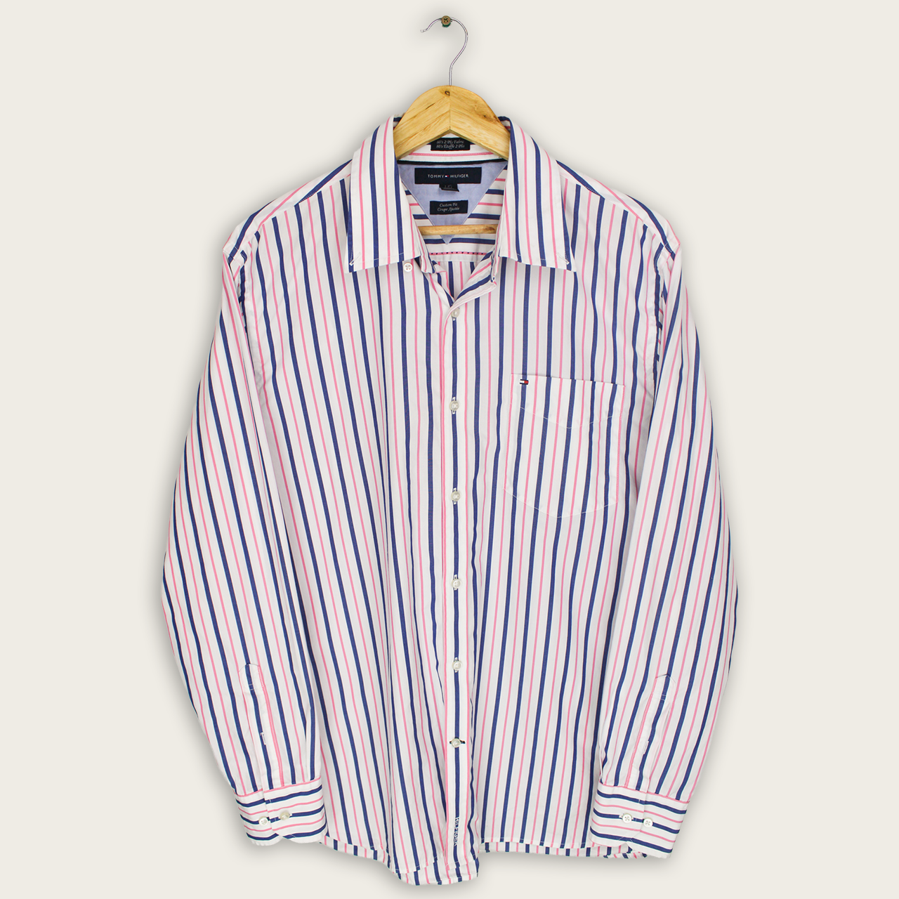 VINTAGE LONG-SLEEVE TOMMY HILFIGER BUTTON-UP SHIRT - L