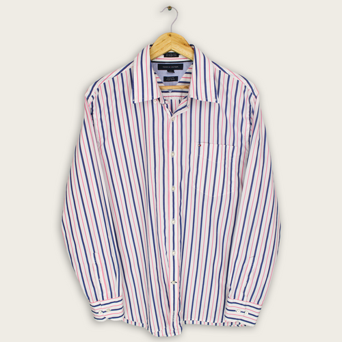 VINTAGE LONG-SLEEVE TOMMY HILFIGER BUTTON-UP SHIRT - L