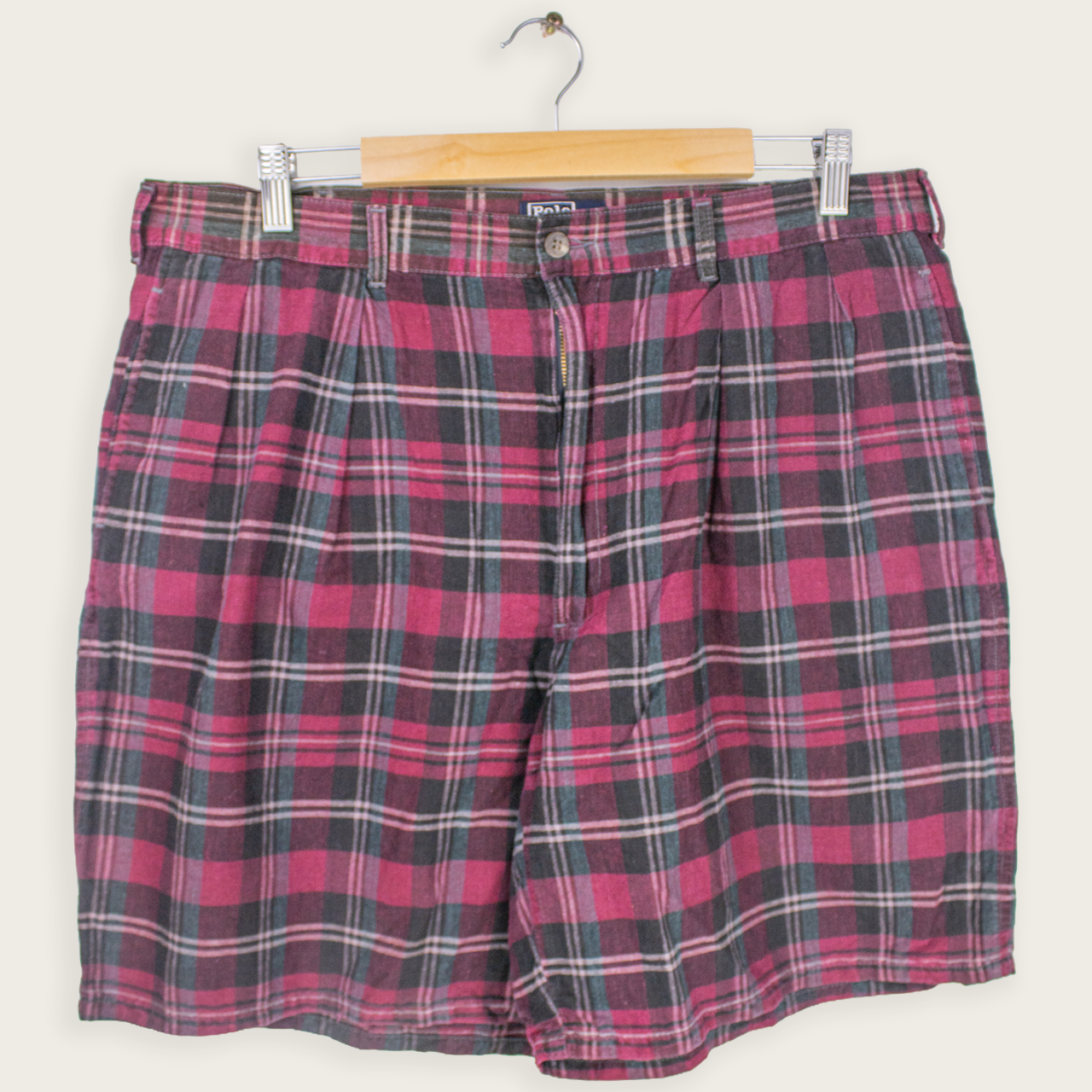 90's RALPH LAUREN CHECKERED SHORTS - 38"