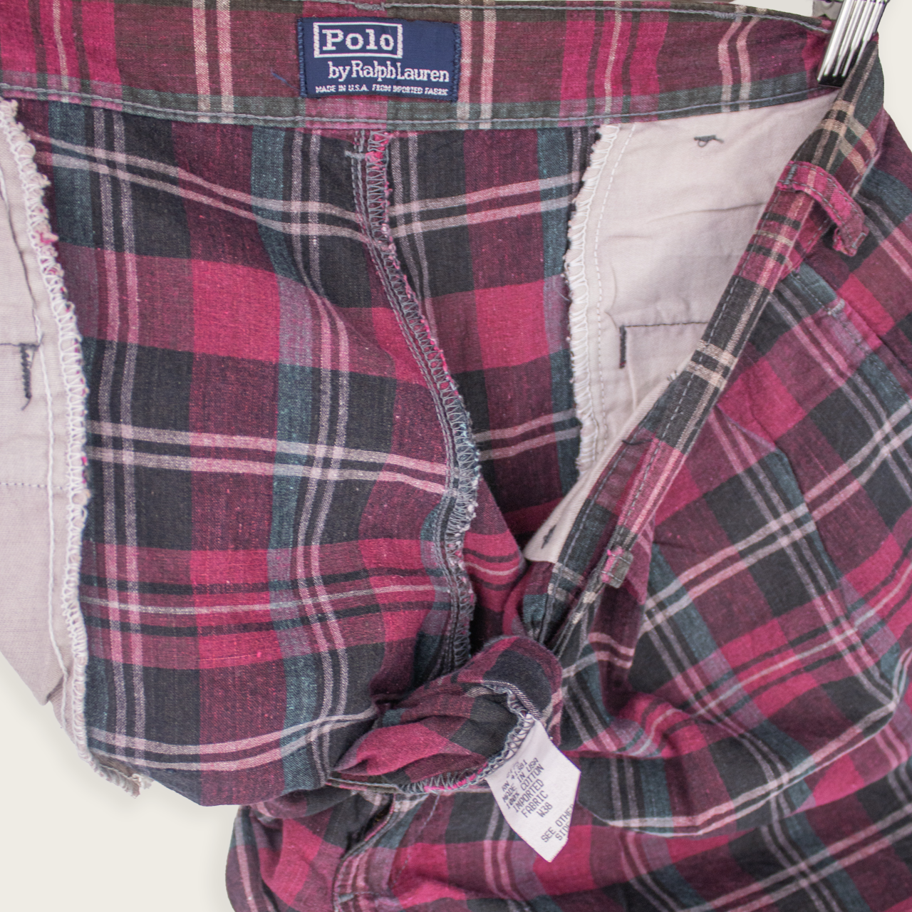 90's RALPH LAUREN CHECKERED SHORTS - 38"