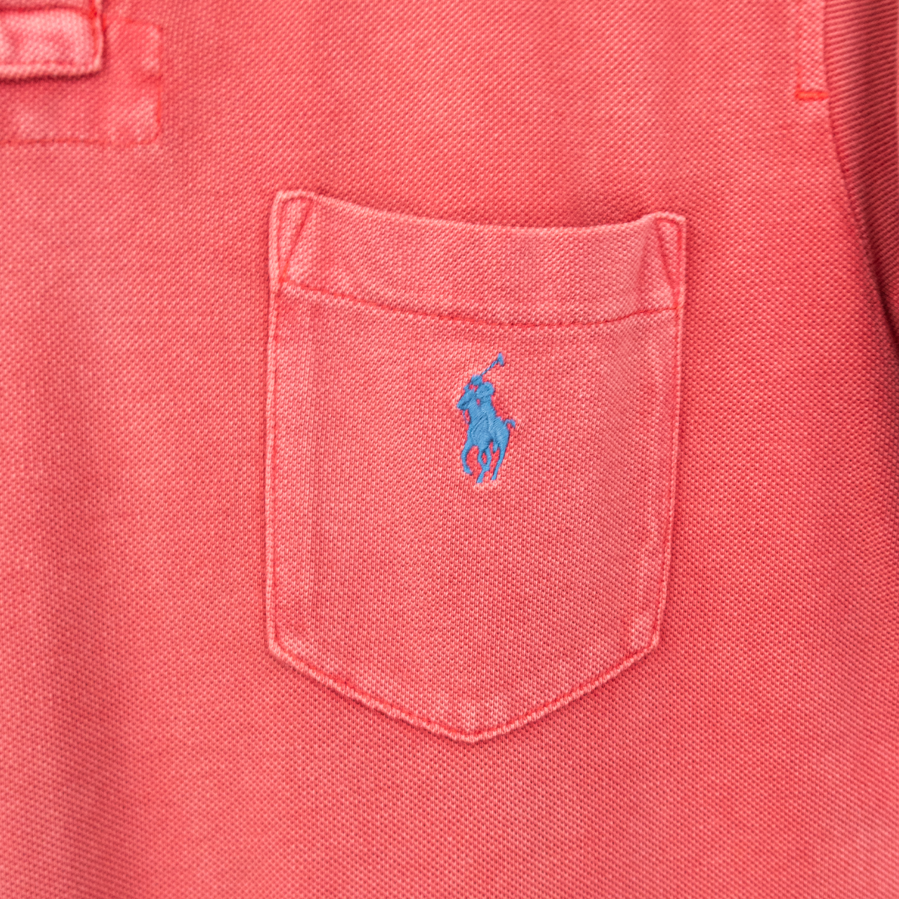 1990's Light Red Premium POLO RALPH LAUREN Casual Preppy Streetwear Rugby Pocket Polo Shirt - L