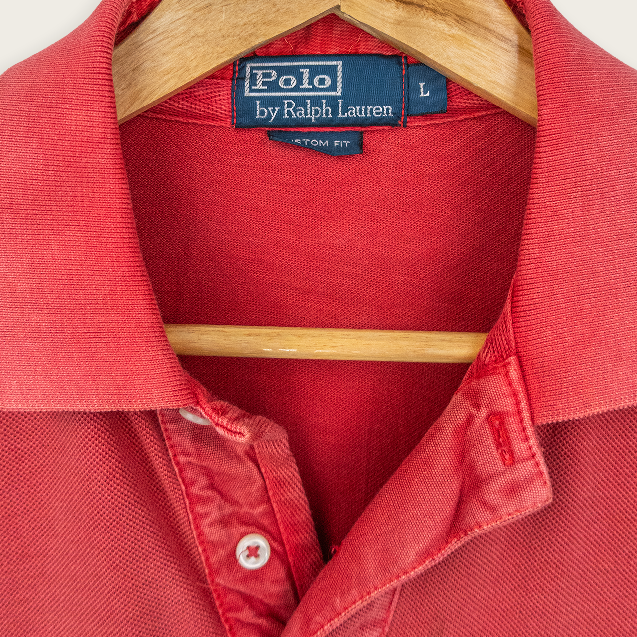 1990's Light Red Premium POLO RALPH LAUREN Casual Preppy Streetwear Rugby Pocket Polo Shirt - L