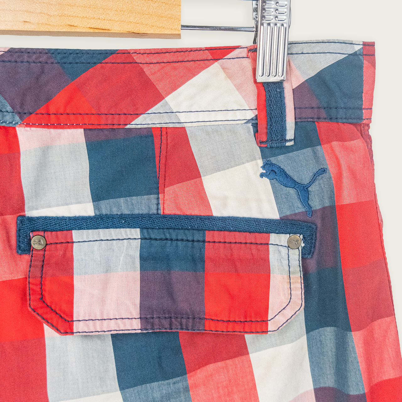 00's PUMA CHECKERED CARGO SHORTS - M