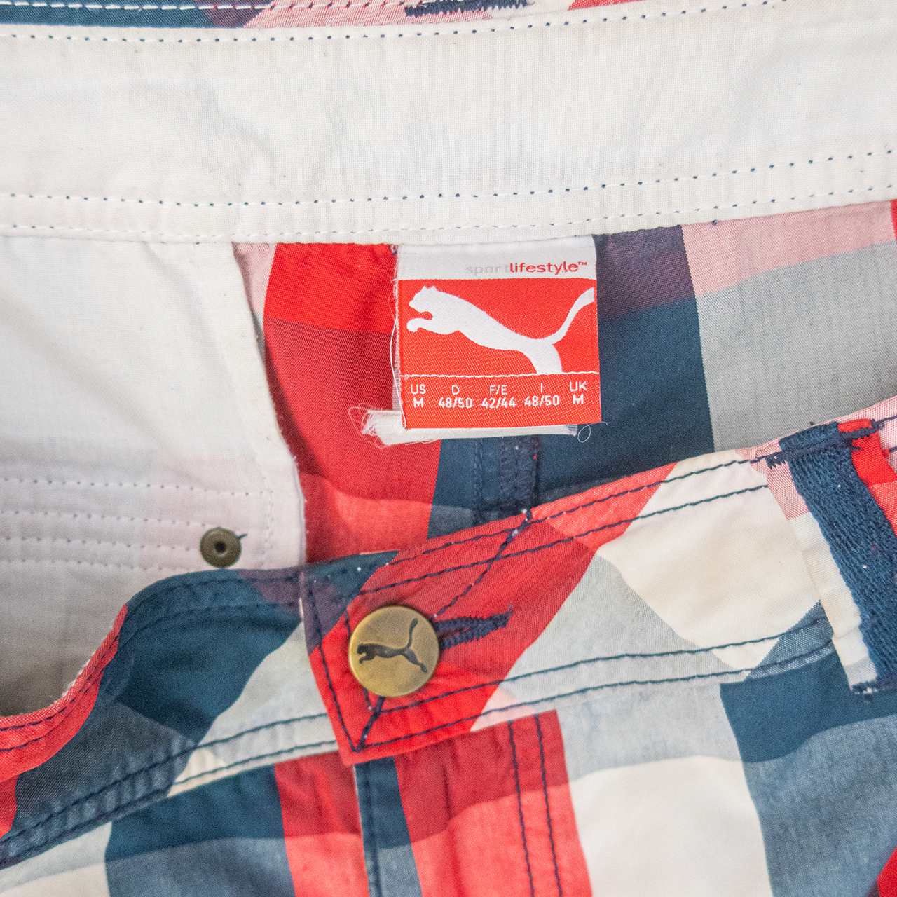 00's PUMA CHECKERED CARGO SHORTS - M