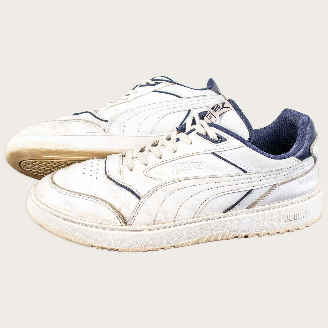 Men's White/Navy PUMA Doublecourt Sneakers - US 11