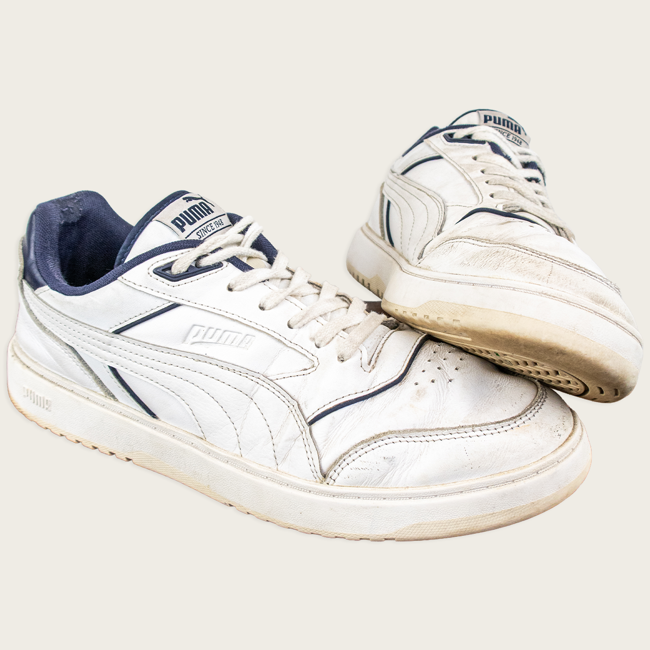 Men's White/Navy PUMA Doublecourt Sneakers - US 11