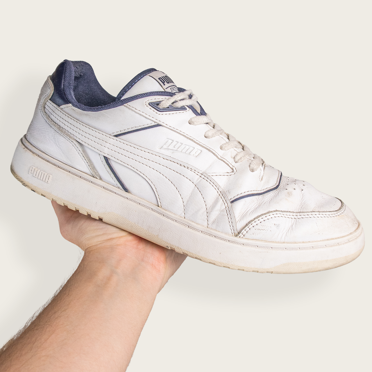 Men's White/Navy PUMA Doublecourt Sneakers - US 11