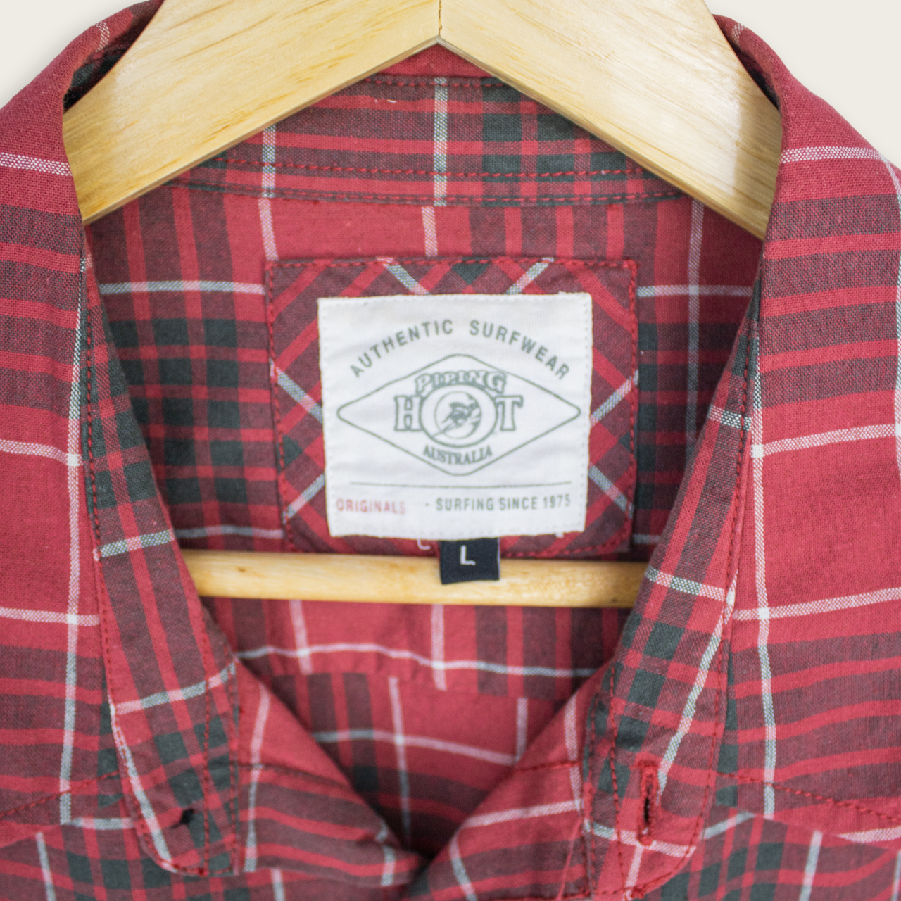 VINTAGE PIPING HOT BUTTON-UP SHIRT - L