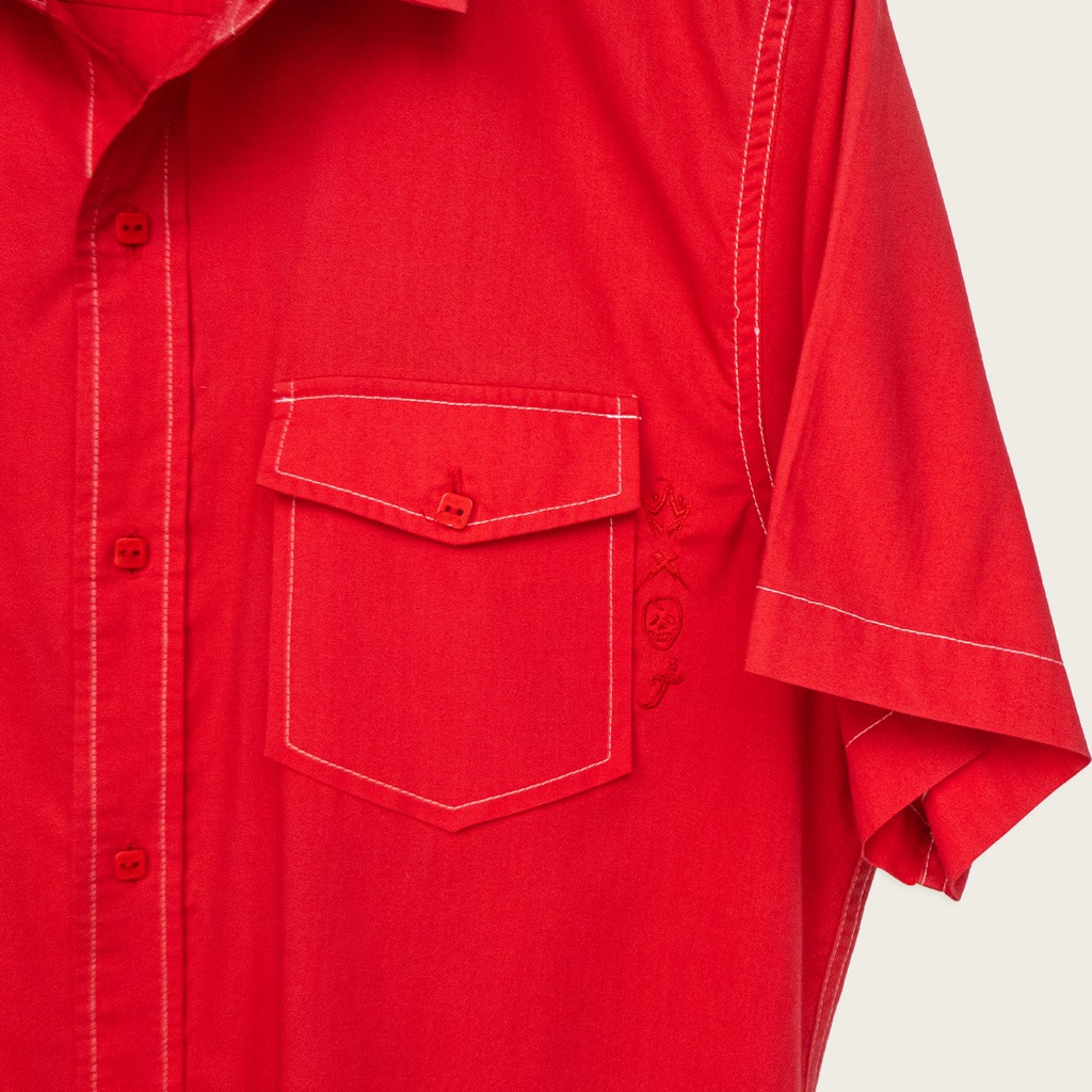 00s Rusty Contrast Stitch Button-Up Shirt - M/L
