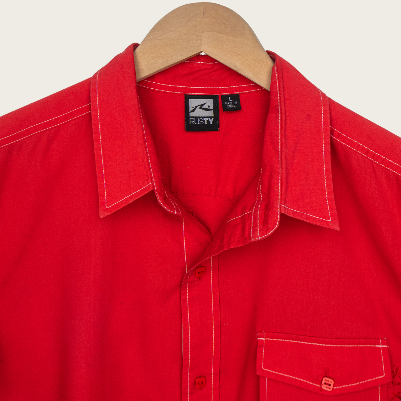00s Rusty Contrast Stitch Button-Up Shirt - M/L