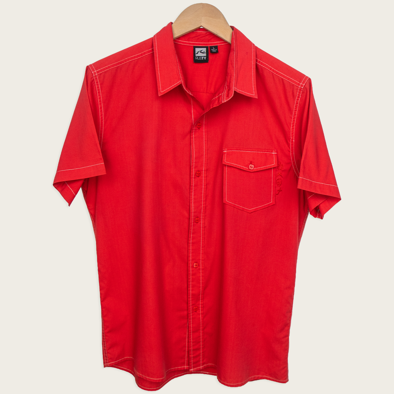 00s Rusty Contrast Stitch Button-Up Shirt - M/L