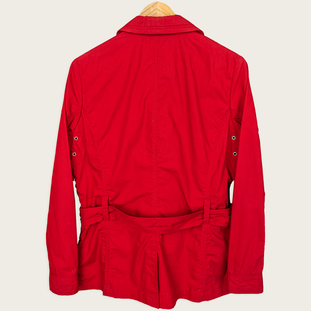 Y2K Simona Sport Jacket - Belted Red Cotton - Size 12