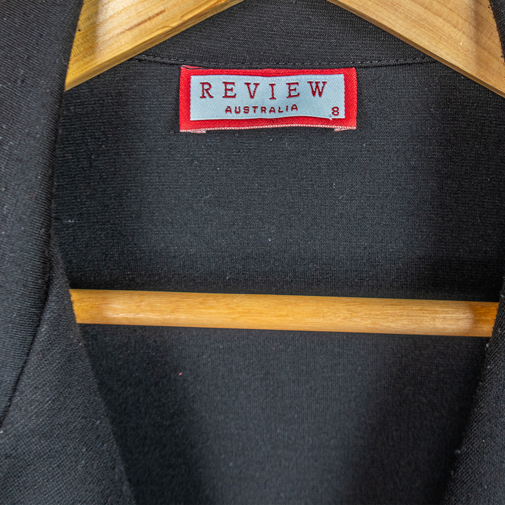 Vintage Review Australia Fitted Blazer Top - Black - Size 6