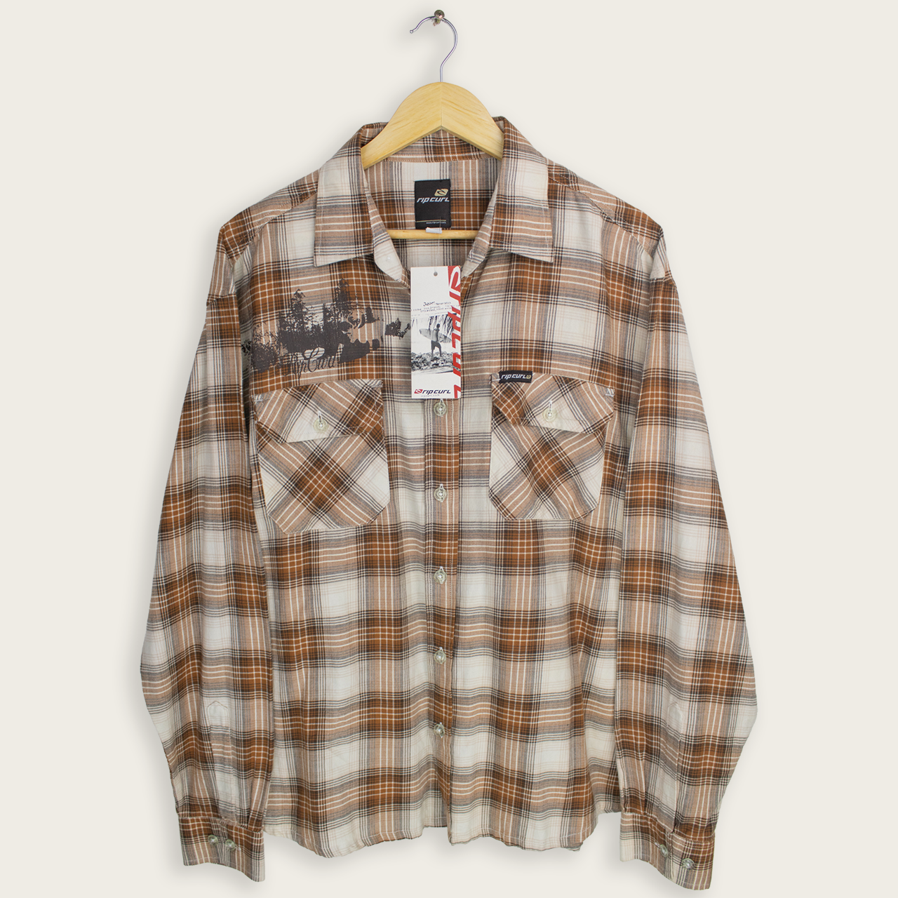 VINTAGE LONG-SLEEVE RIPCURL BUTTON-UP SHIRT - L