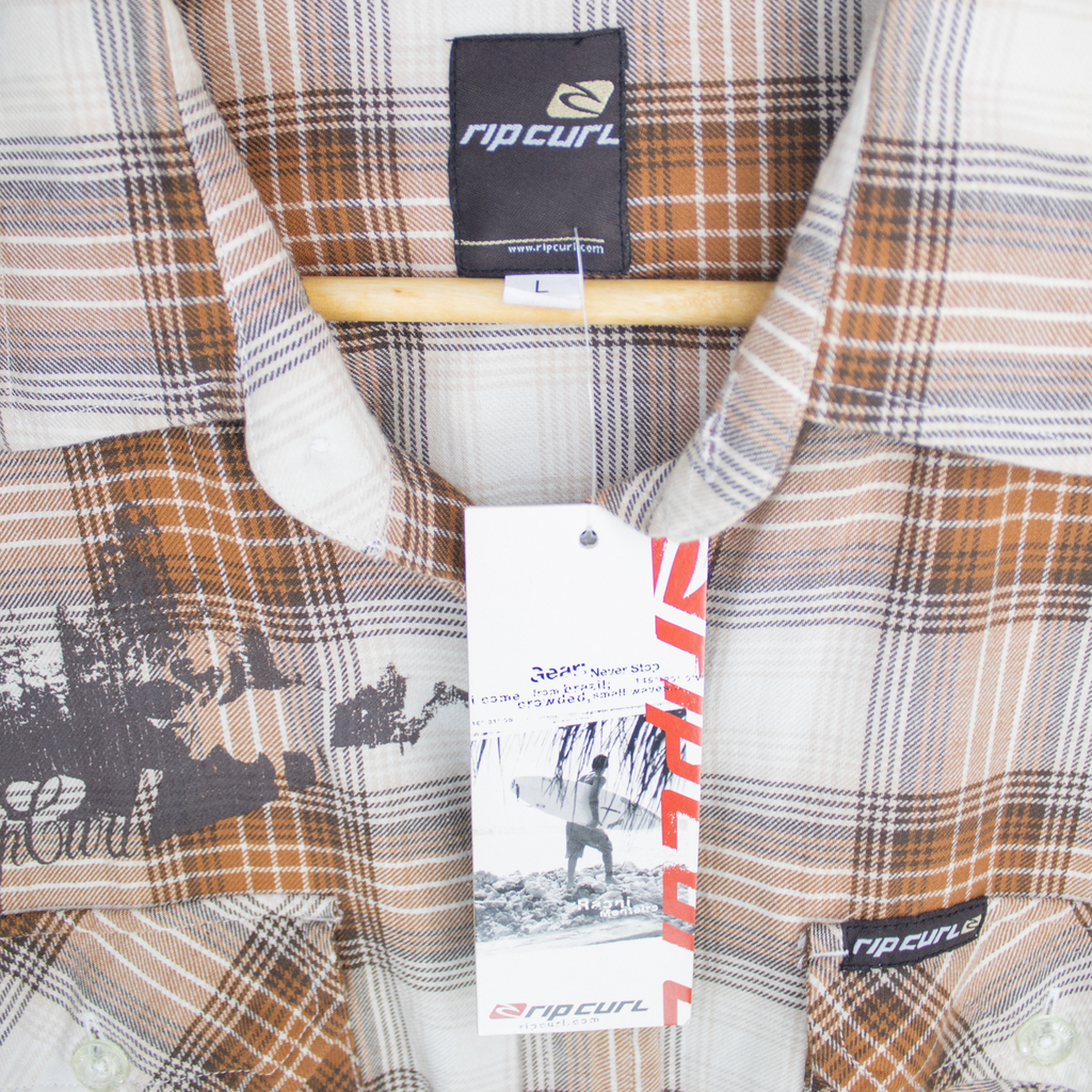 VINTAGE LONG-SLEEVE RIPCURL BUTTON-UP SHIRT - L