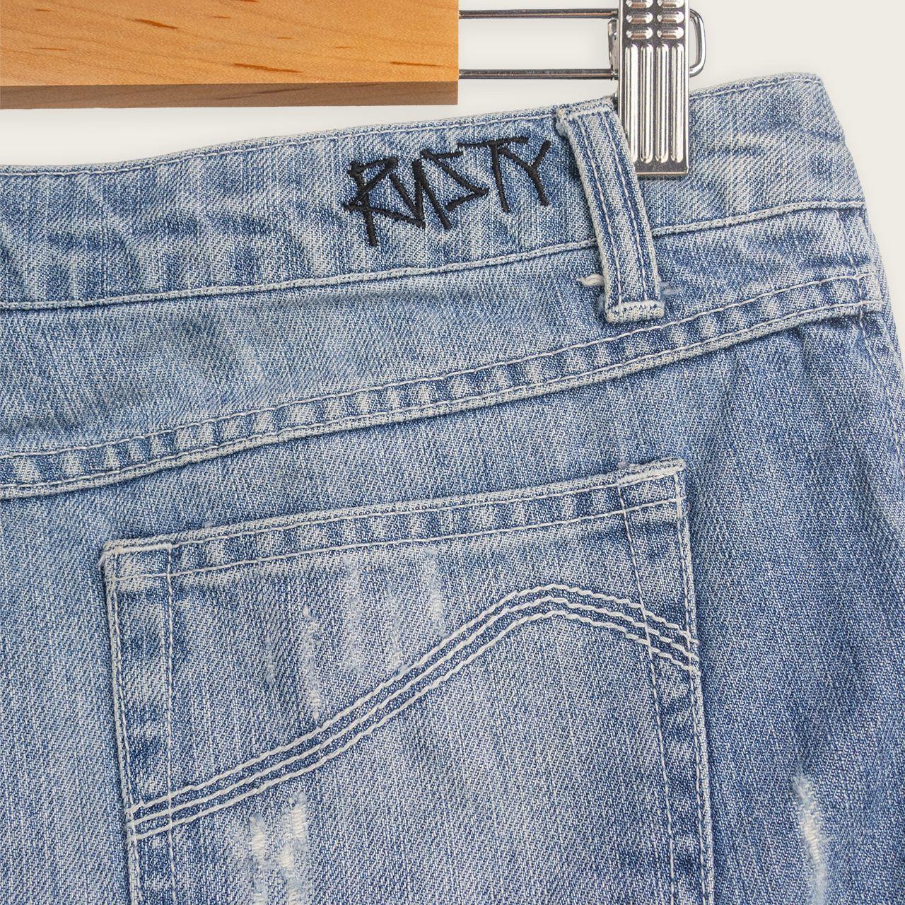 Y2K Rusty Denim Mini Shorts - Light Wash - Size 10