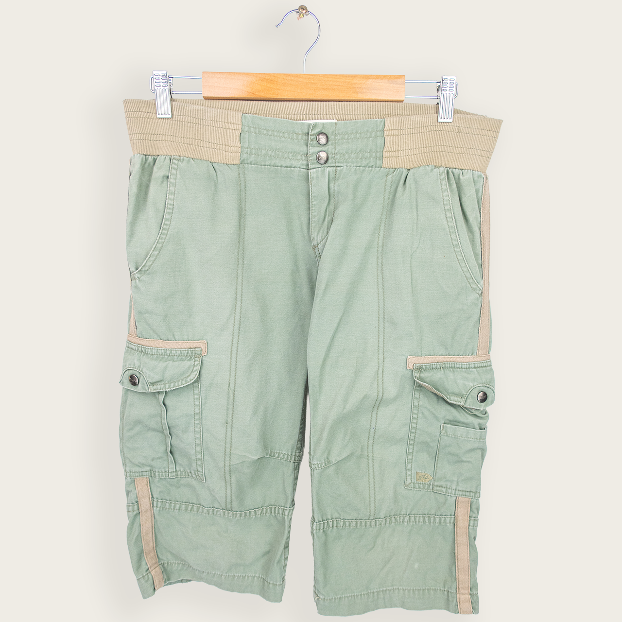 Y2K Rusty Cargo Shorts - Washed Green - Size 10